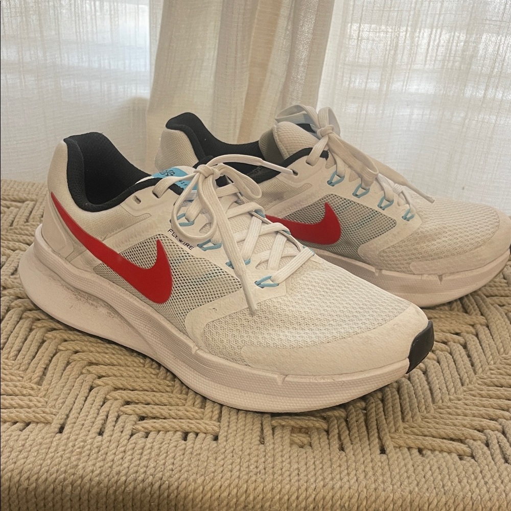 Nike White Sneakers with Red Swoosh